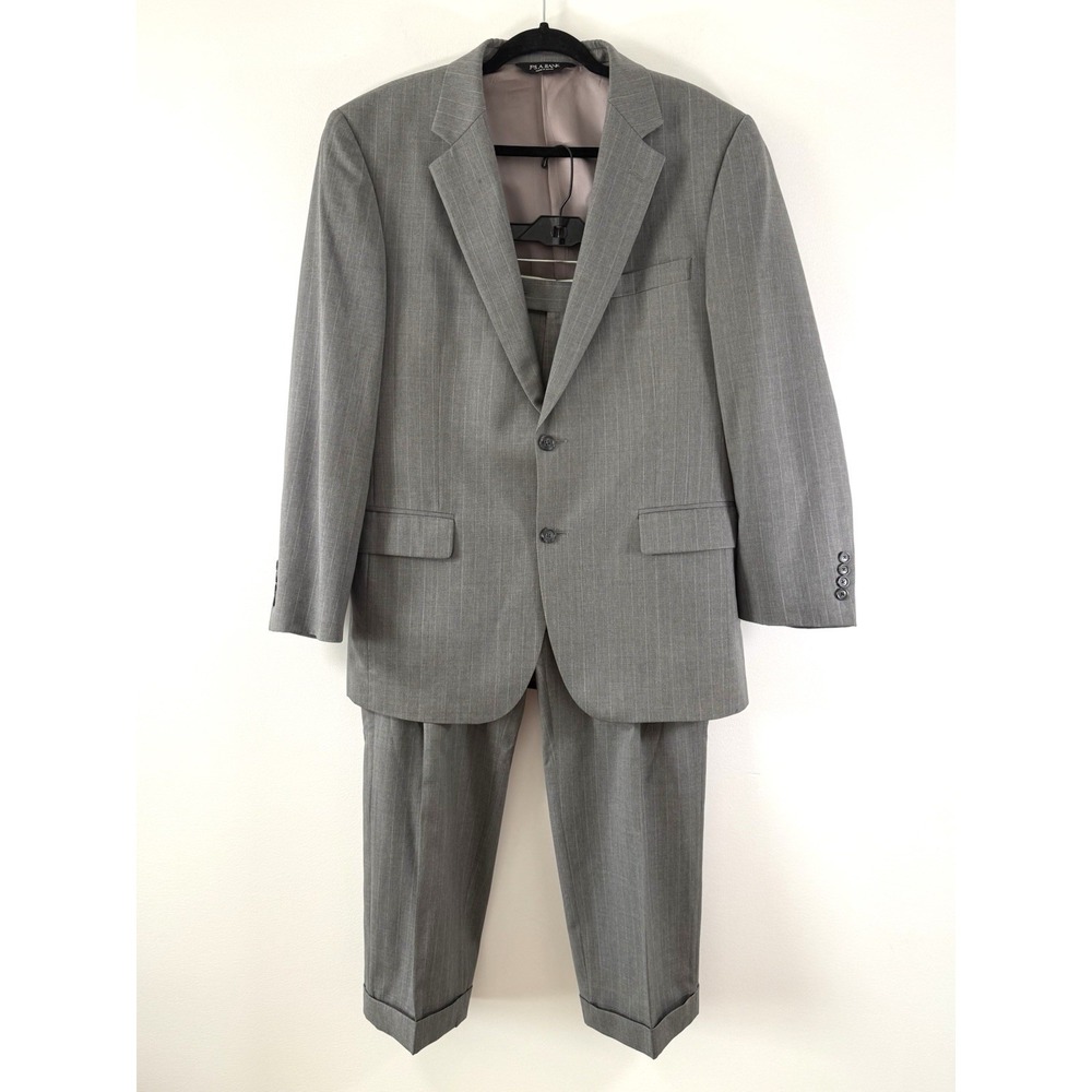 Jos A Bank 2PC Pant Suit Men's 42R Gray Pinstripe Wool Cashmere Pants 36x28